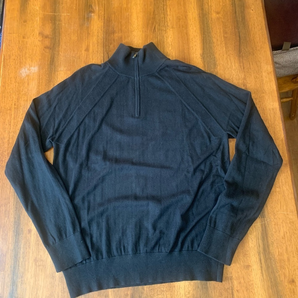 Banana Republic Men's Sweater Large Black Quarter Zip Cotton Cashmere